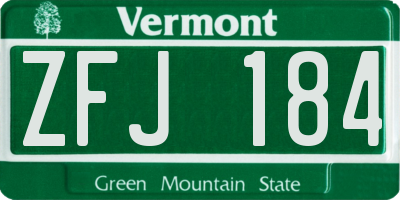 VT license plate ZFJ184