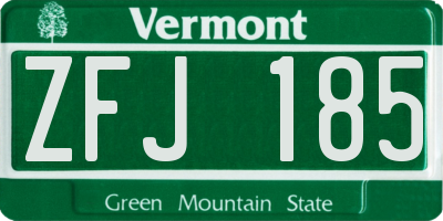 VT license plate ZFJ185