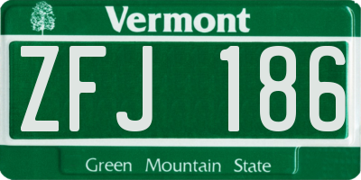 VT license plate ZFJ186