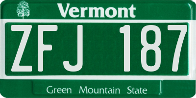 VT license plate ZFJ187