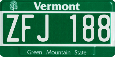 VT license plate ZFJ188