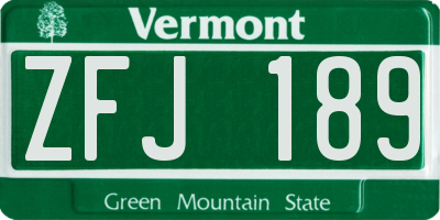 VT license plate ZFJ189