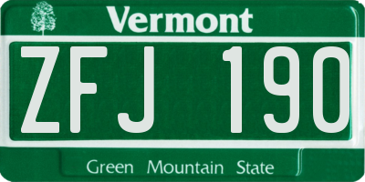 VT license plate ZFJ190