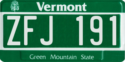 VT license plate ZFJ191