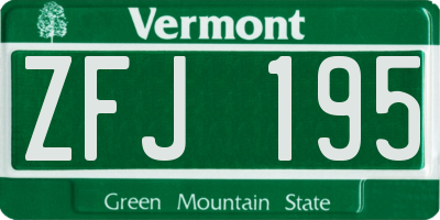 VT license plate ZFJ195