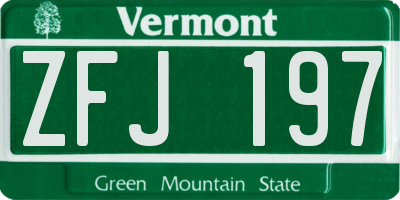 VT license plate ZFJ197