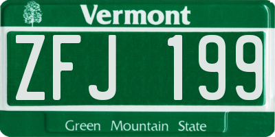 VT license plate ZFJ199