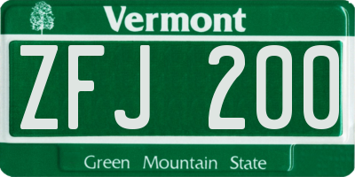 VT license plate ZFJ200