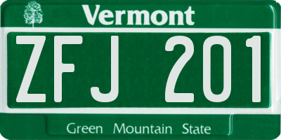 VT license plate ZFJ201