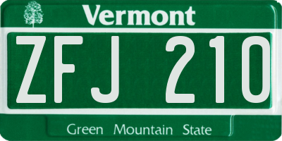 VT license plate ZFJ210