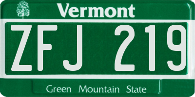 VT license plate ZFJ219