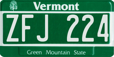 VT license plate ZFJ224
