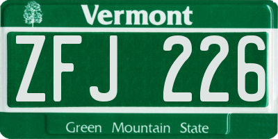 VT license plate ZFJ226