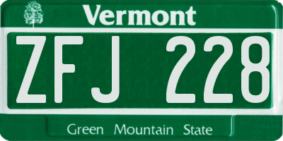 VT license plate ZFJ228