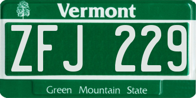 VT license plate ZFJ229