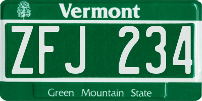 VT license plate ZFJ234