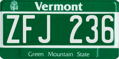 VT license plate ZFJ236