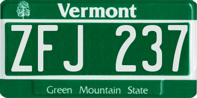 VT license plate ZFJ237