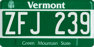 VT license plate ZFJ239