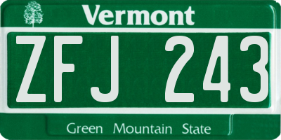 VT license plate ZFJ243