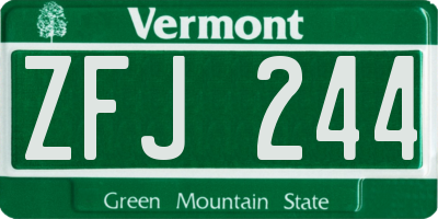 VT license plate ZFJ244