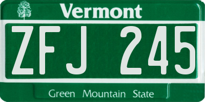 VT license plate ZFJ245
