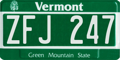 VT license plate ZFJ247