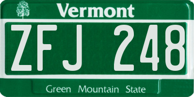 VT license plate ZFJ248