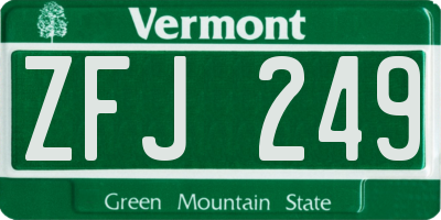 VT license plate ZFJ249