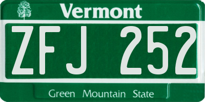 VT license plate ZFJ252
