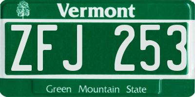 VT license plate ZFJ253