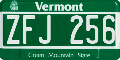 VT license plate ZFJ256
