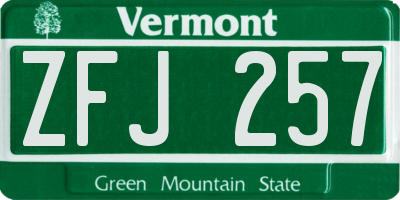 VT license plate ZFJ257