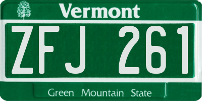 VT license plate ZFJ261
