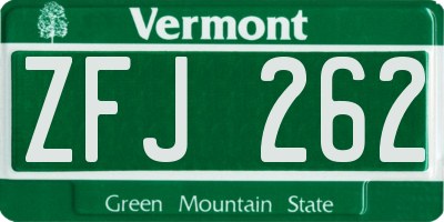 VT license plate ZFJ262