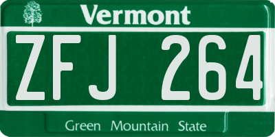 VT license plate ZFJ264