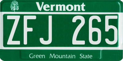 VT license plate ZFJ265