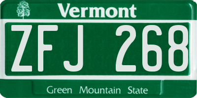 VT license plate ZFJ268