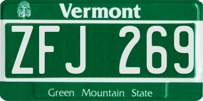 VT license plate ZFJ269