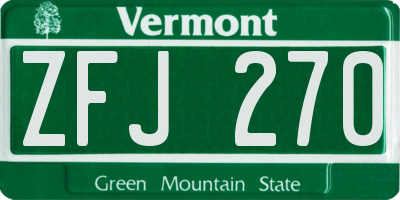 VT license plate ZFJ270