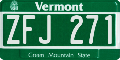 VT license plate ZFJ271