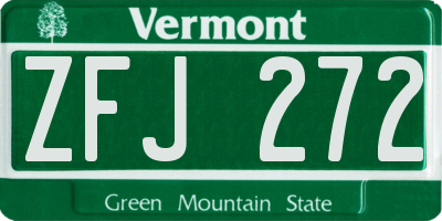 VT license plate ZFJ272