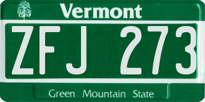 VT license plate ZFJ273