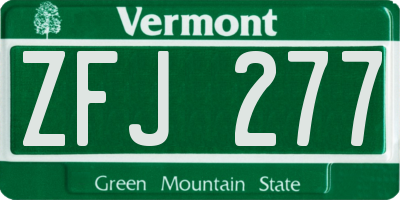VT license plate ZFJ277