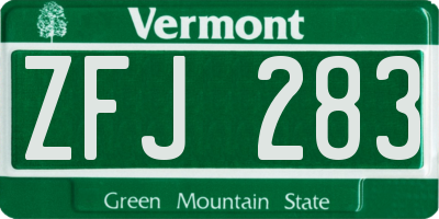 VT license plate ZFJ283