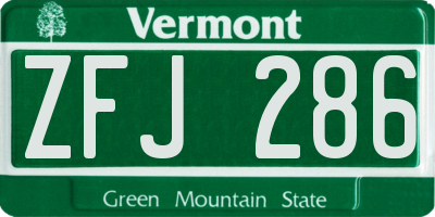 VT license plate ZFJ286
