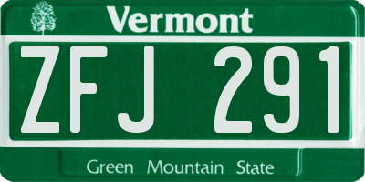 VT license plate ZFJ291