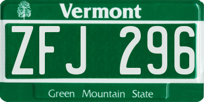 VT license plate ZFJ296