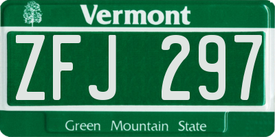 VT license plate ZFJ297