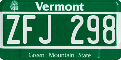 VT license plate ZFJ298